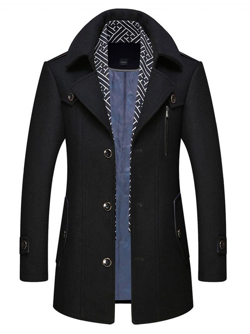 Keskipitkä Lovettu Käänne Color Block Slim Fall Coat