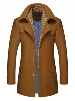 Keskipitkä Lovettu Käänne Color Block Slim Fall Coat
