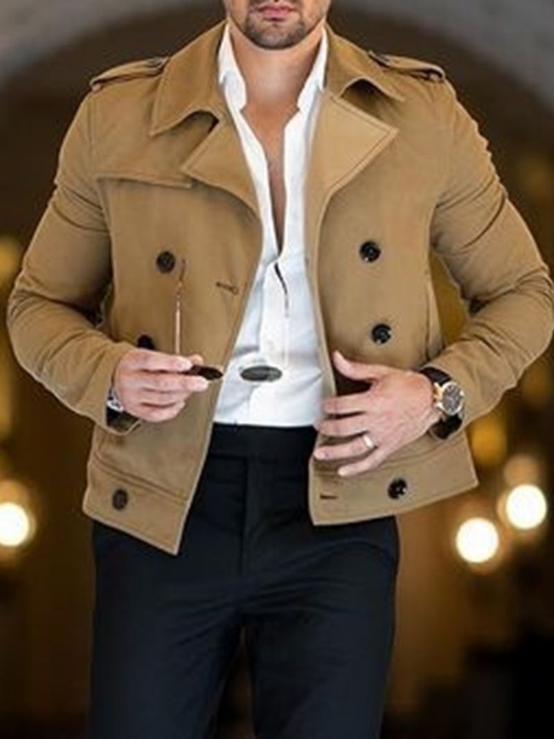 Vakiolapel Plain Slim Fall Trench Coat