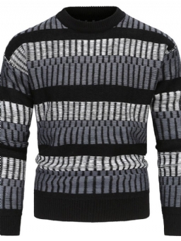 Pyöreäkaula-Aukkoinen Standard Stripe Winter Slim Villapaita