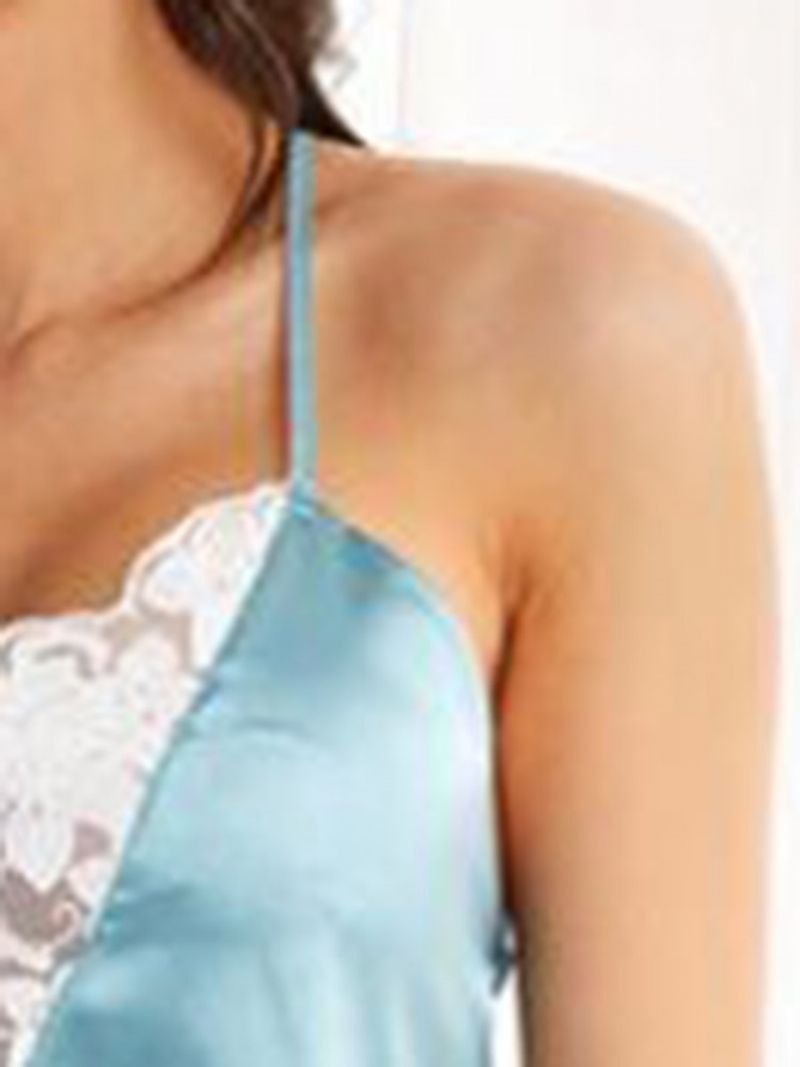 Naisten Värilliset Block-Pitsi-Satiini-Pyjama-Camisole-Lyhyet Setit