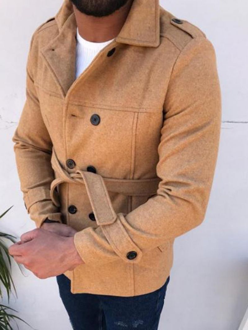 Tavallinen Plain Lapel Slim Kaksirivinen Takki