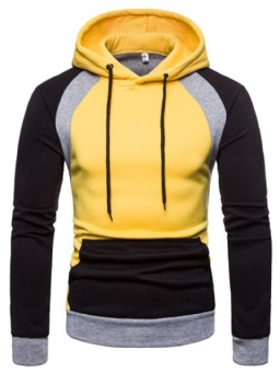 Pullover Color Block Pocket Hooded Slim Miesten Hupparit