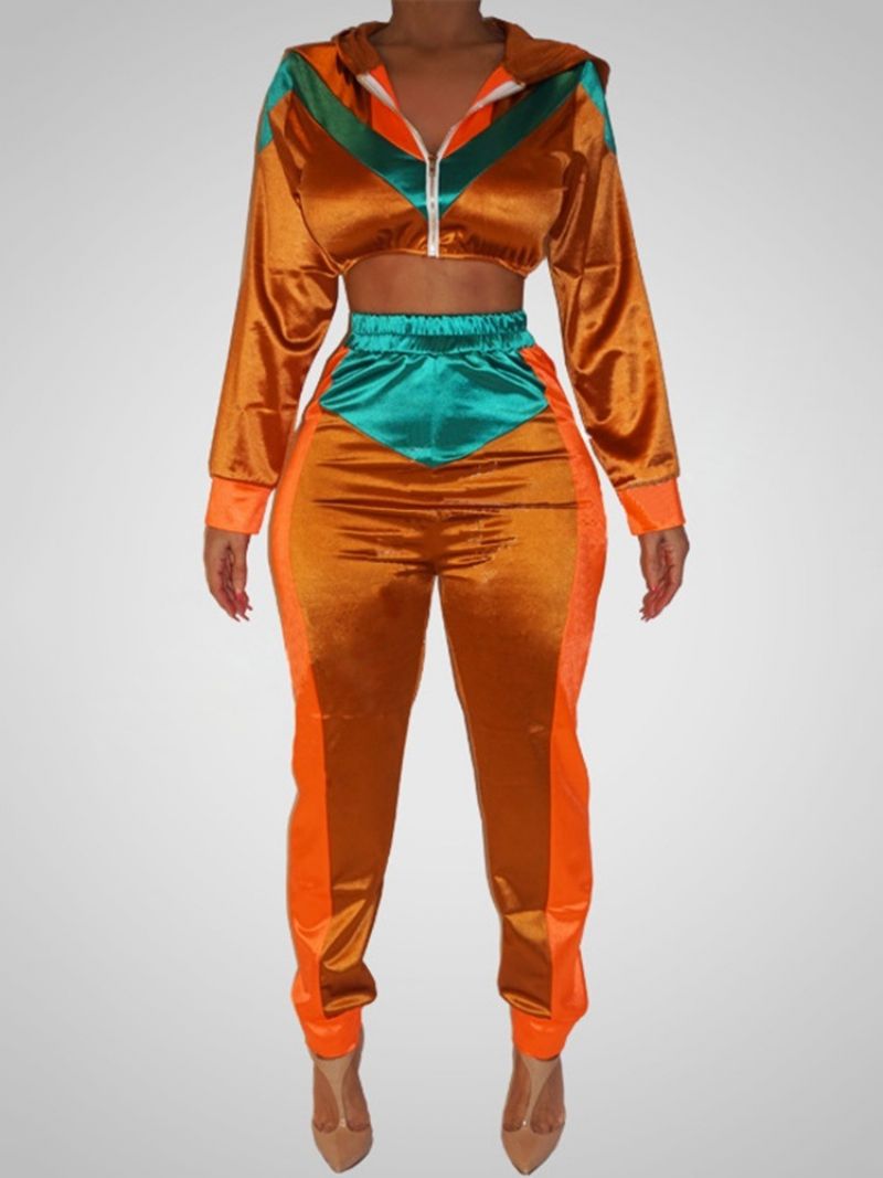 Patchwork Color Block Polyester Running Pitkähihaiset Vaatesarjat