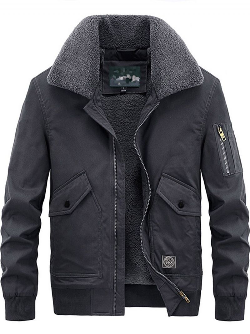 Fleece Lapel Plain Korealainen Löysä Takki