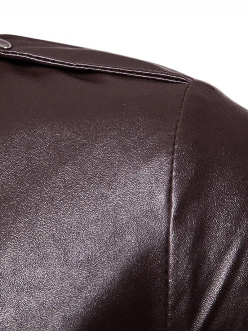 Lapel Plain Standard Slim Fall Nahkatakki