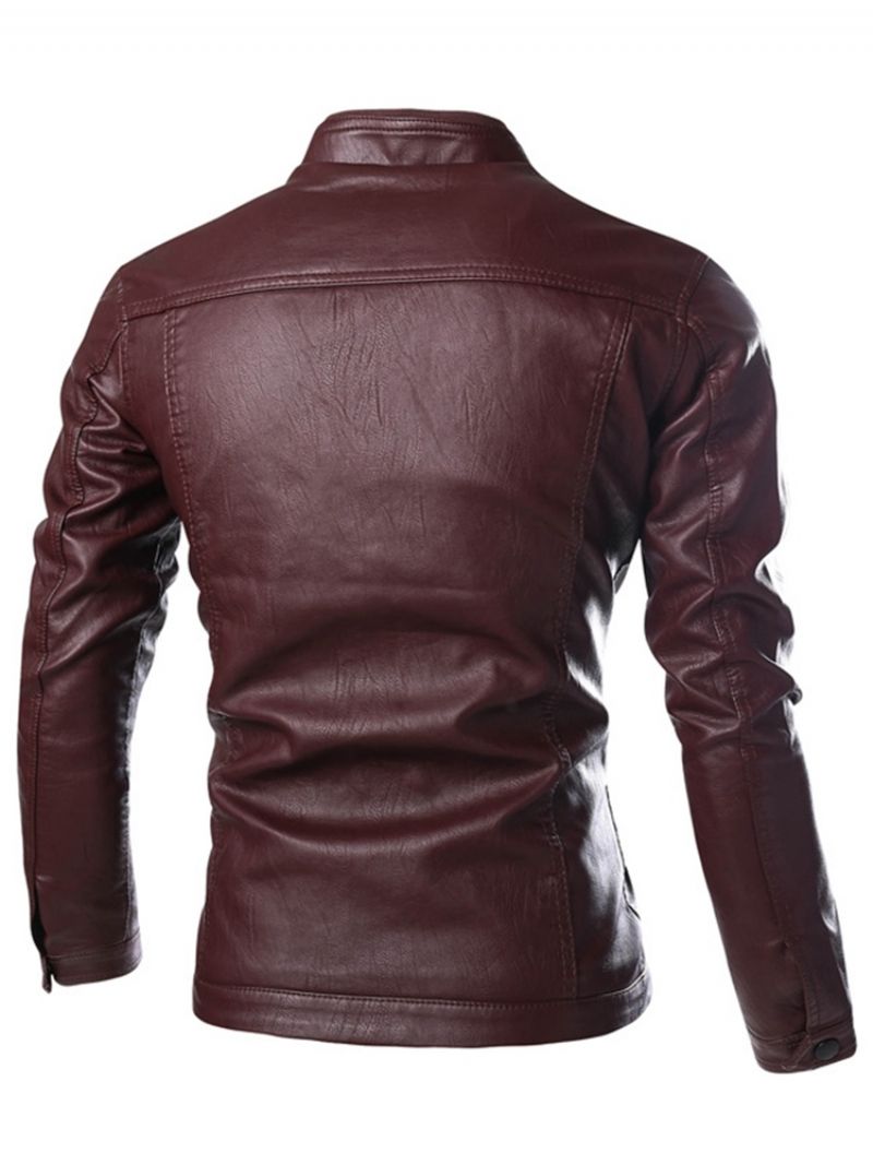 Pu Stand Collar Slim Miesten Takki