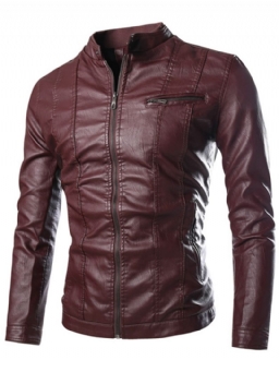 Pu Stand Collar Slim Miesten Takki