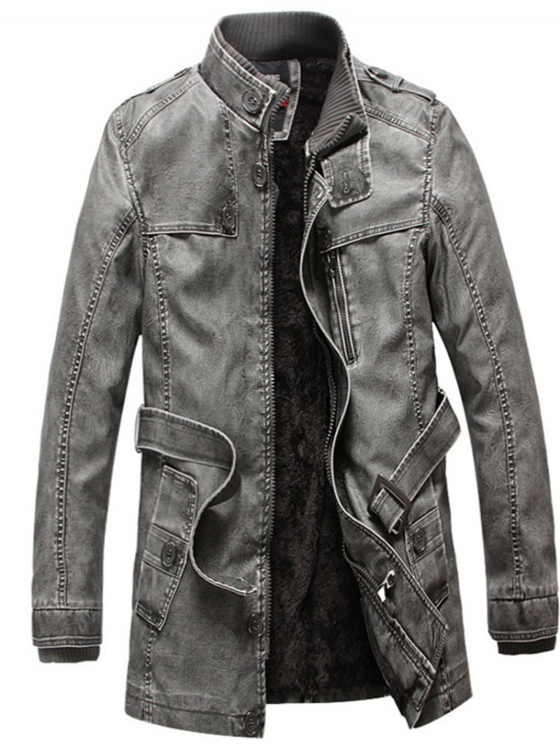 Standard Stand Kaulus Winter Casual Nahkatakki