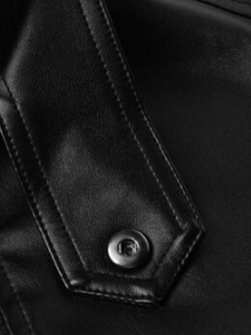 Tavallinen Tavallinen Stand Collar Fall Slim Nahkatakki