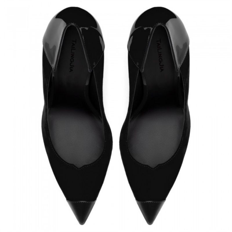 Pu Patchwork Teräväkärkinen Stiletto Heel Slip-On Naisten Pumput