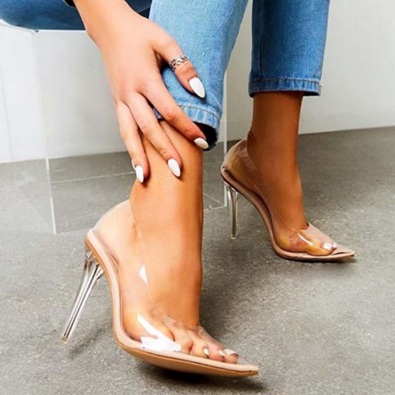 Pvc Slip-On Teräväkärkinen Stiletto Heel Naisten Pumput