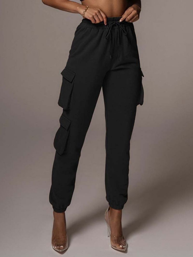 Cargo Pants Loose Pocket Plain Pencil Pants Täyspitkät Naisten Housut