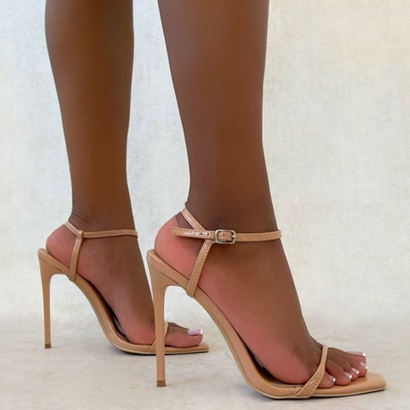 Open Toe Buckle Stiletto Heel Western Sandaalit