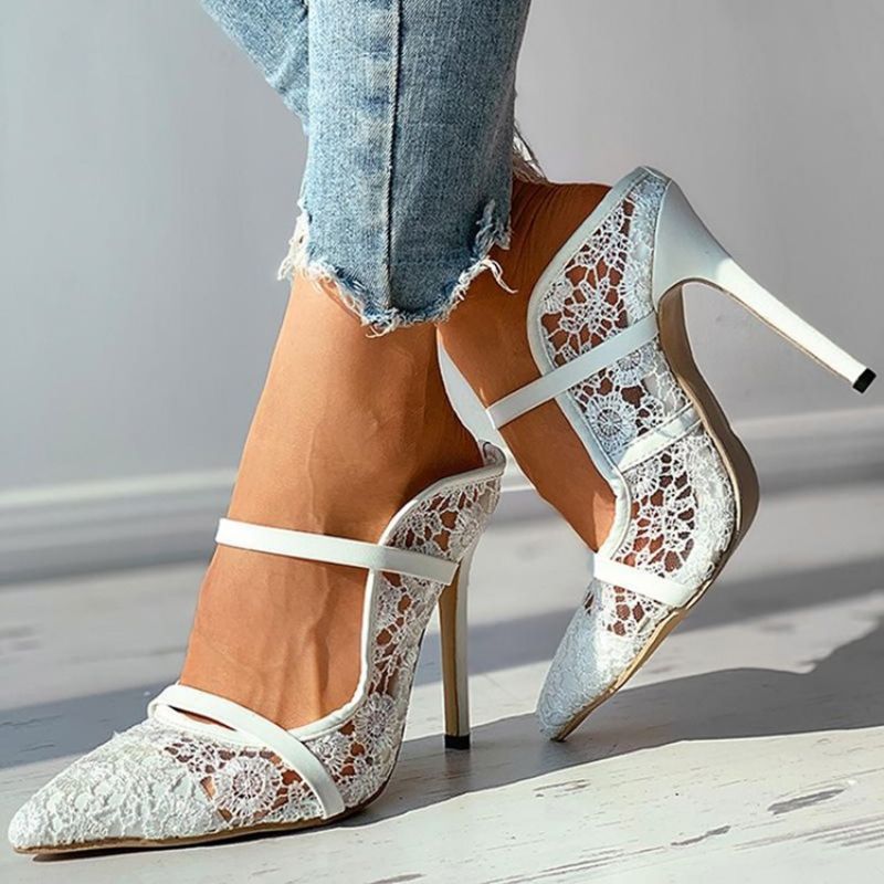Slip-On Stiletto Heel Lace High Heel (5-8Cm) Ohuet Kengät