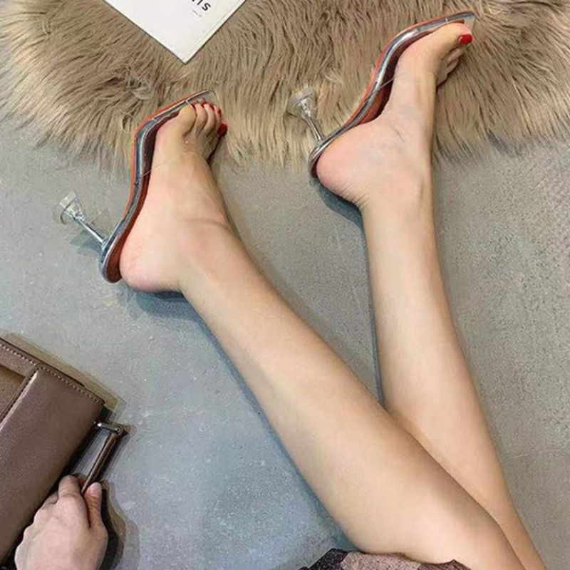 Spool Heel Slip-On Toe Ring Tavalliset Naisten Tossut