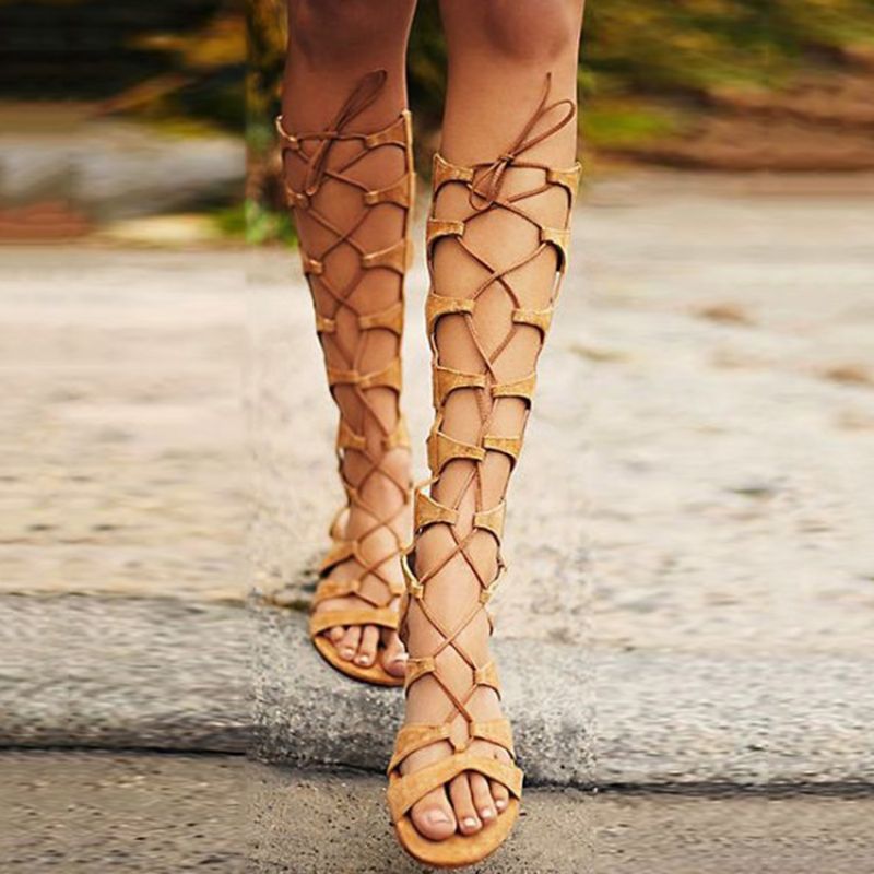 Lace Up Knee High Gladiator Sandaalit