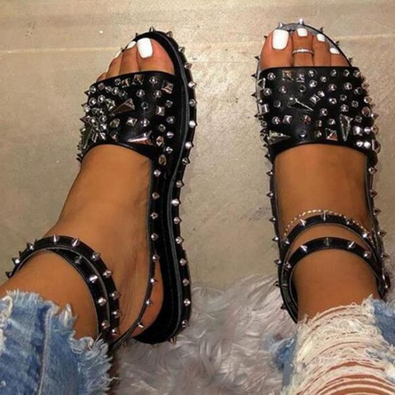 Open Toe Line Tyylinen Solki Jossa Rento Sandaalit
