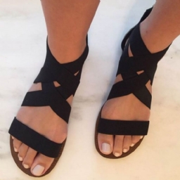 Pretty Cross Band Open Toe Flat Sandaalit