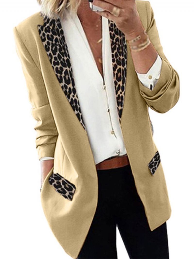 Lapel Leopard Kääreinen Syksyinen Keskipitkä Rento Naisten Bleiseri