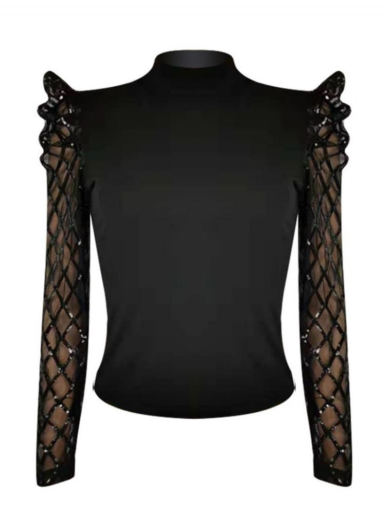 Sequins Turtleneck Puff Sleeve Pitkähihainen Standard Pusero