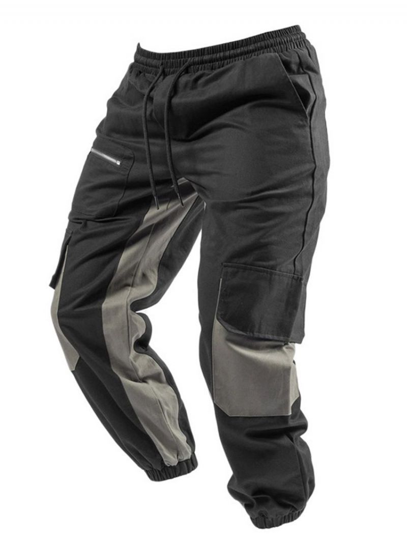 Cargo Pants Patchwork Color Block Lace-Up Syksyn Rennot Miesten Housut