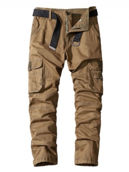 Cargo Pants Pocket Straight Plain Four Seasons Mid Waist Miesten Vapaat Housut
