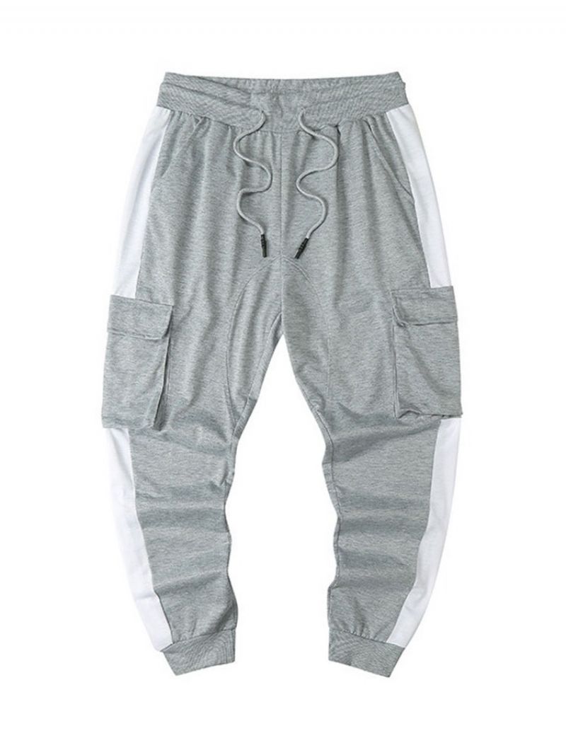 Lyijykynähousut Lace-Up Color Block Mid Waist Miesten Vapaa-Ajan Housut