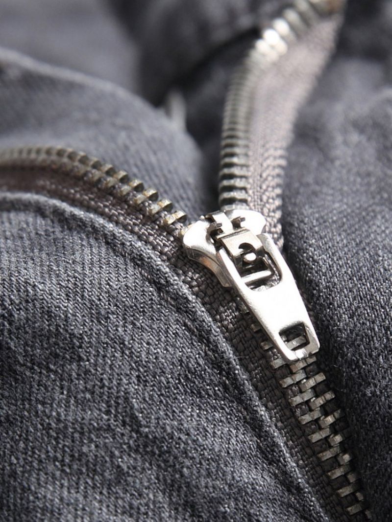 Hole Pencil Pants Pelkkä Vaalea Vetoketju Keskivyötäröllä Miesten Farkut