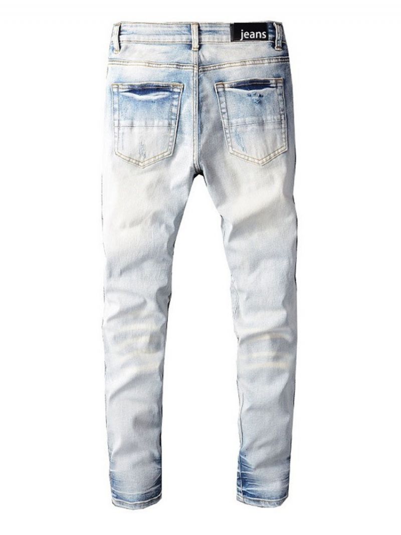Patchwork Pencil Pants Mid Waist European Casual Farkut