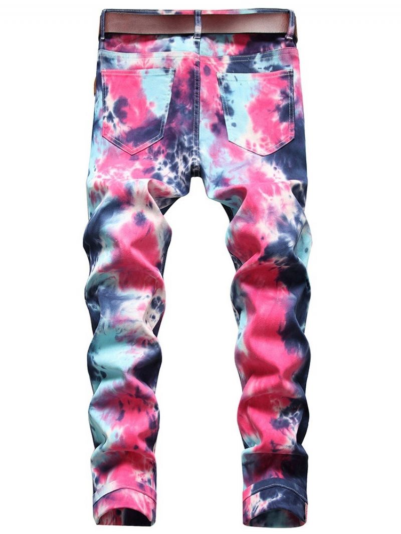 Suorat Tie-Dye Mid Waist Hip Hop Farkut