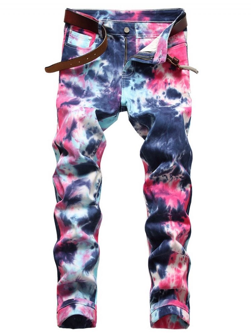 Suorat Tie-Dye Mid Waist Hip Hop Farkut
