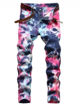 Suorat Tie-Dye Mid Waist Hip Hop Farkut