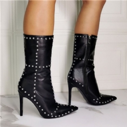 Yksinkertainen Sivuvetoketju Stiletto Heel Short Floss Länsi-Saappaat