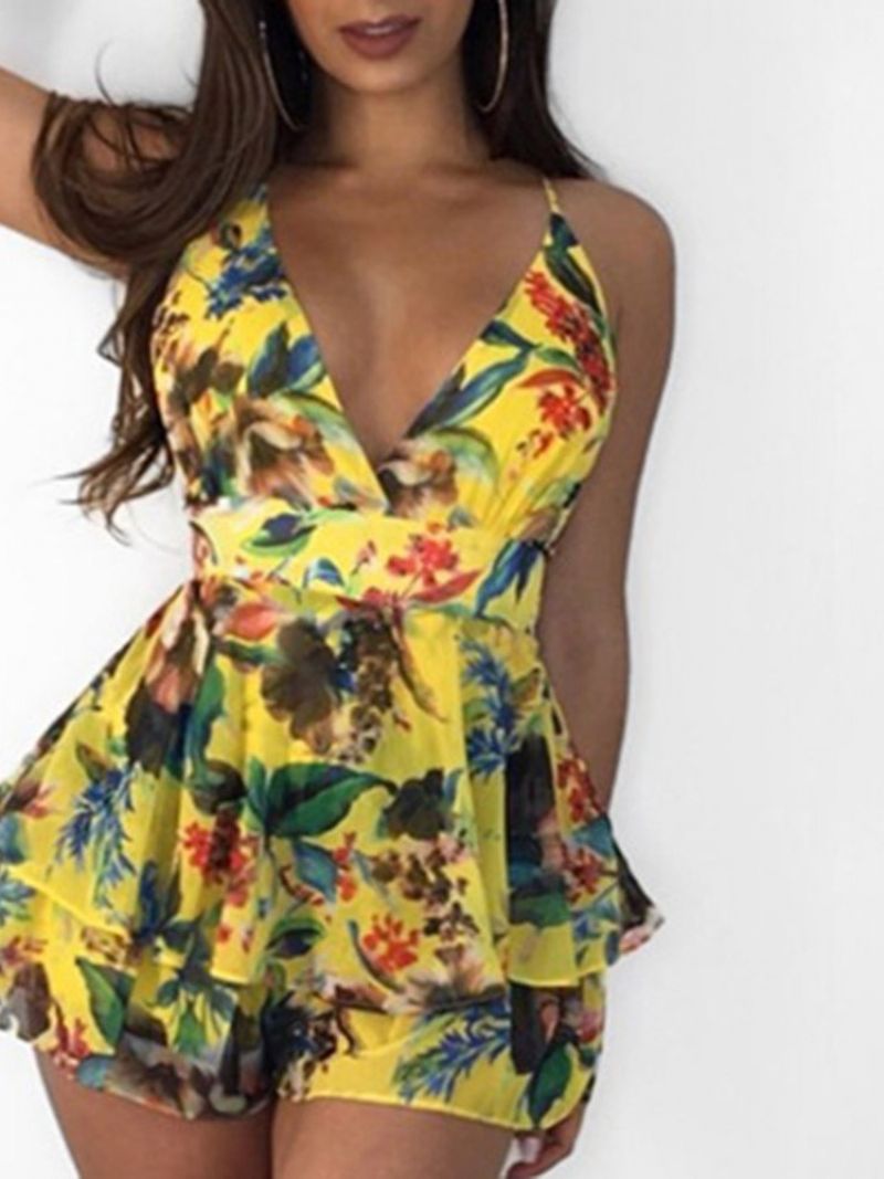 Patchwork Western Floral Slim Mid Waist Naisten Haalari