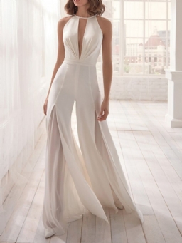 Sexy Split Plain Bellbotoms Mid Waist Haalari