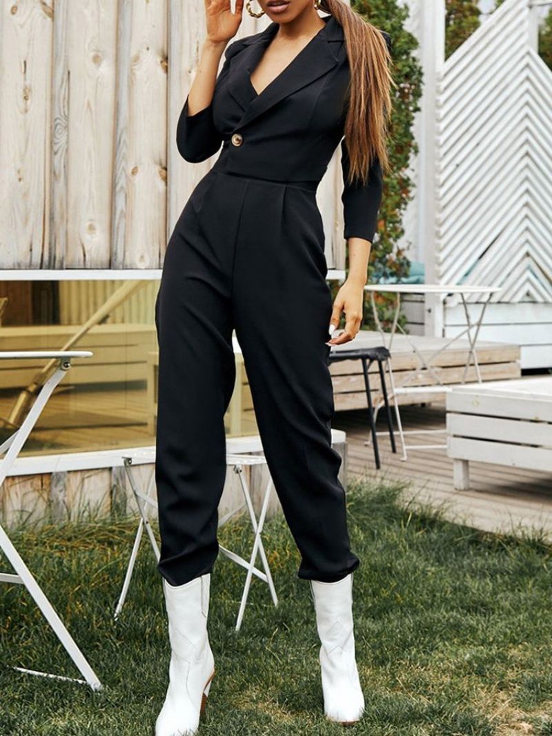 Täyspitkä Office Lady Plain Slim Mid Waist Blazer Haalari