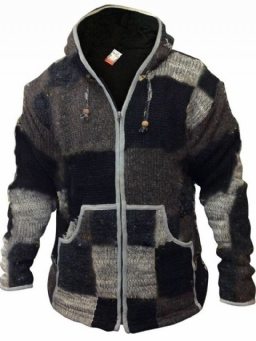 Hooded Pocket Color Block Loose Vintage Villapaita