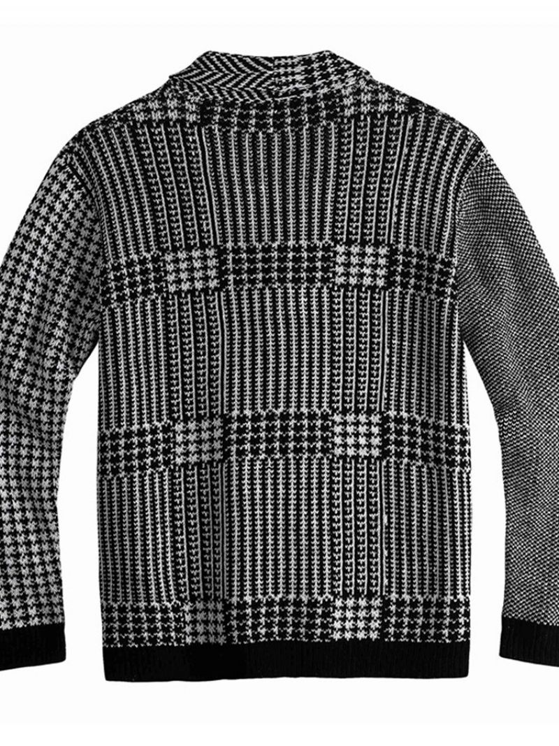 Lapel Pocket Houndstooth Talvi Yksirivinen Villapaita