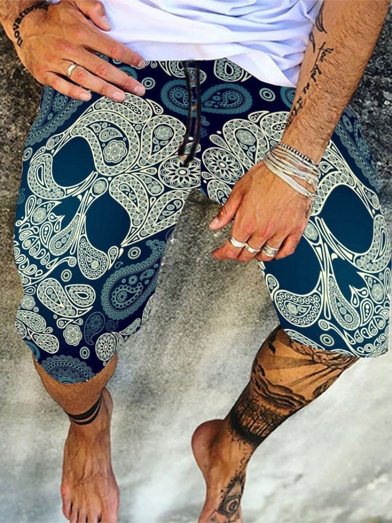 Color Block Thin Print Casual Summer Miesten Vapaa-Ajan Housut