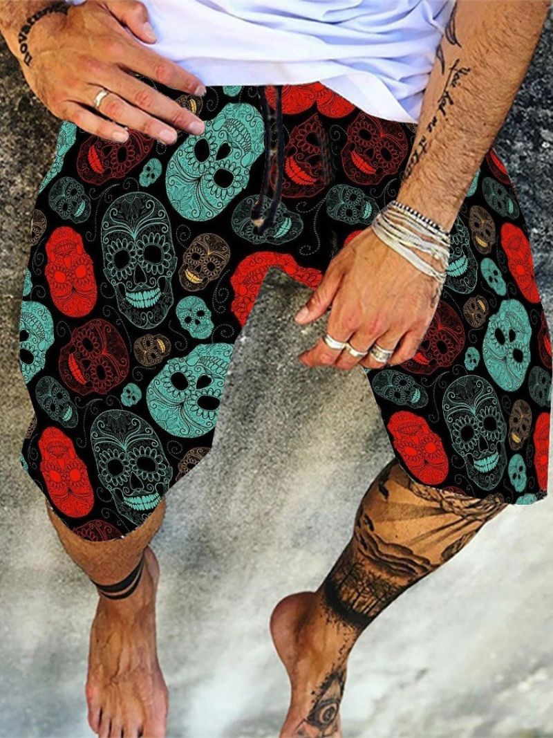 Color Block Thin Print Casual Summer Miesten Vapaa-Ajan Housut