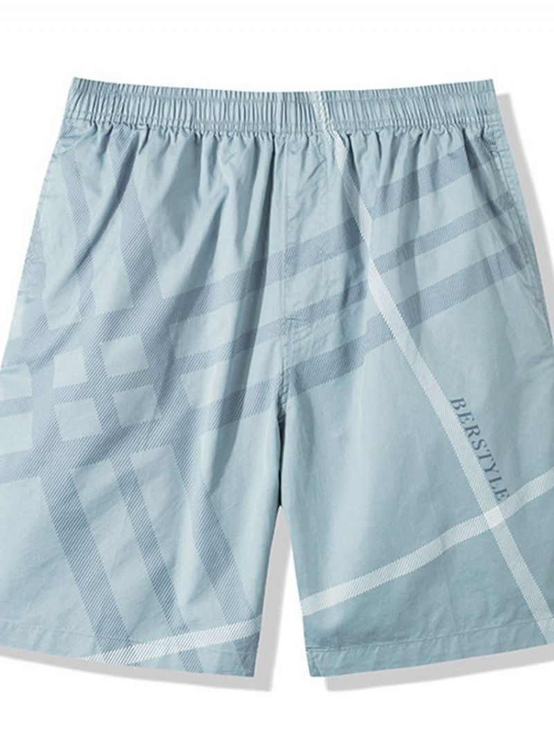 Print Straight Restics Mid Waist Miesten Shortsit