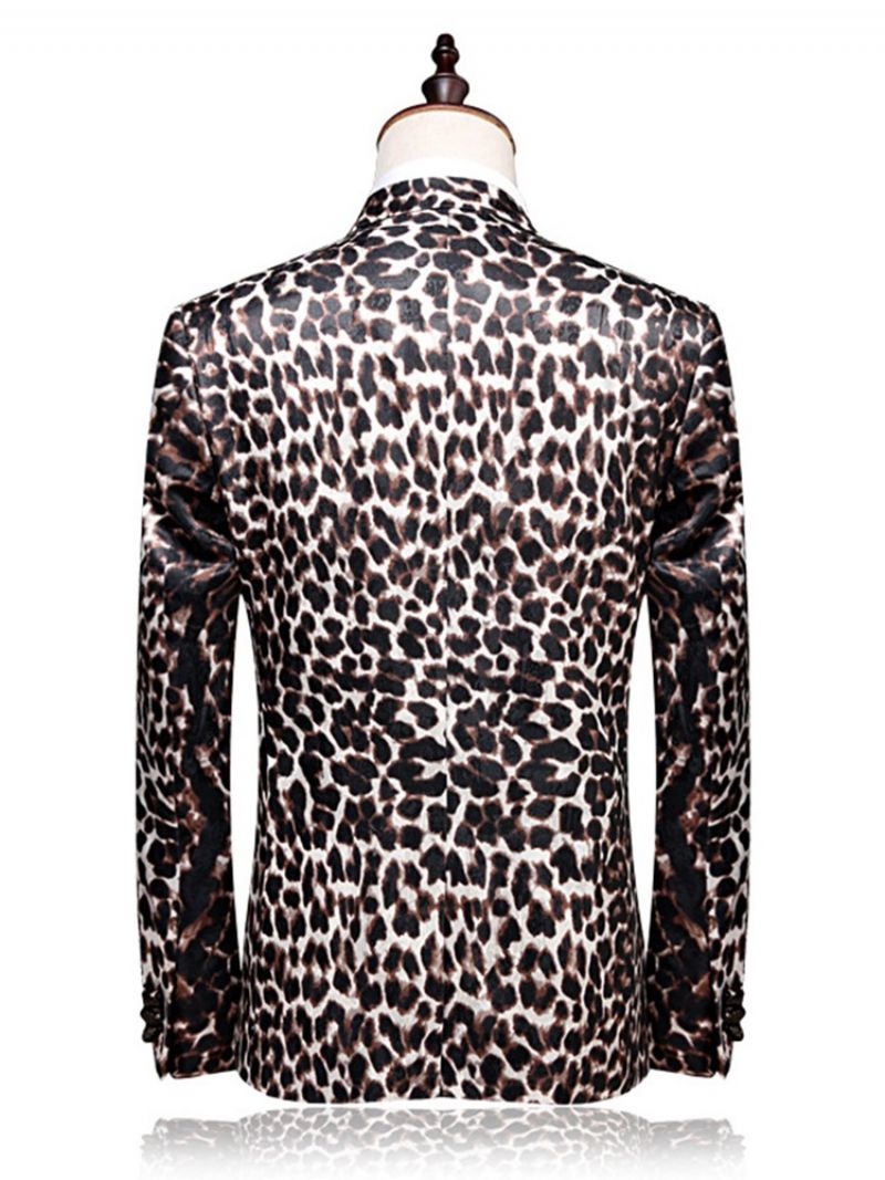 Leopardikuvioiset Patchwork Slim Fit Miesten Bleiseripuvut