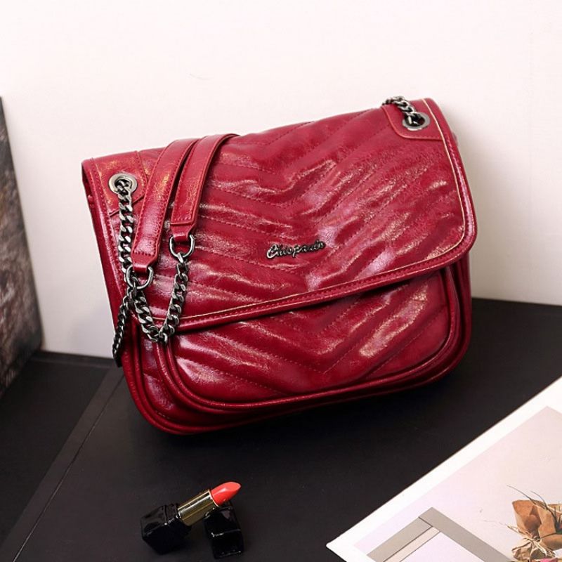 Pu-Ketjun Tavalliset Suorakaiteen Muotoiset Crossbody-Laukut