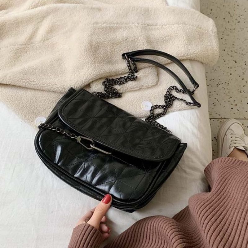 Pu Plaid Thread Suorakulmio Crossbody Laukut