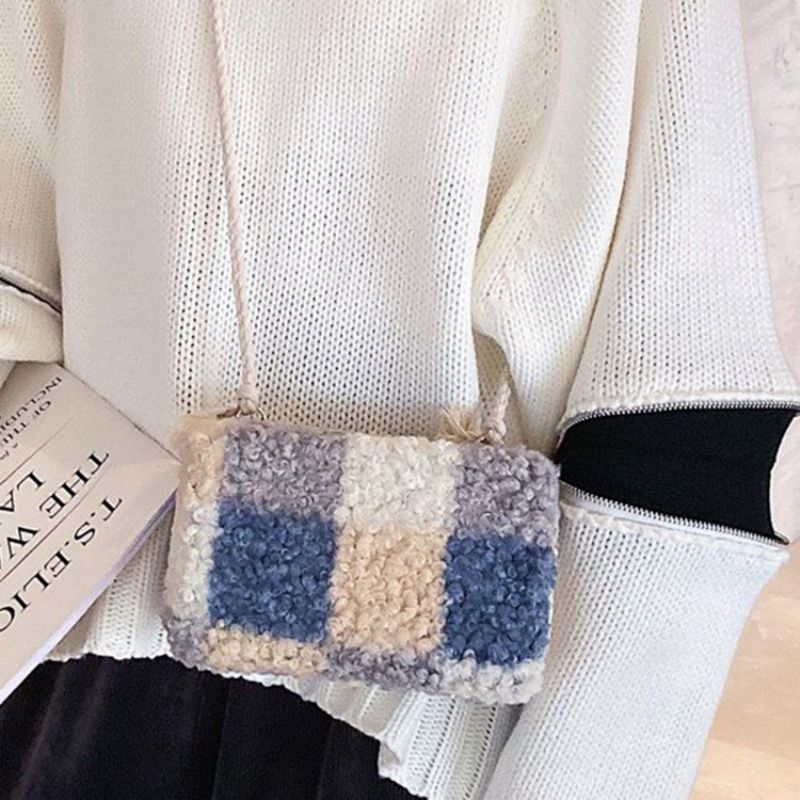 Villasekoituksia Plaid Patchwork Flap Crossbody Laukut