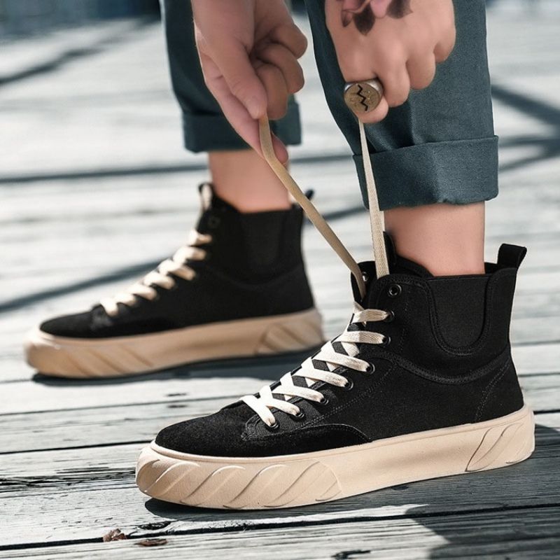 Patchwork High-Cut Yläpyöreä Toe Miesten Luistinkengät