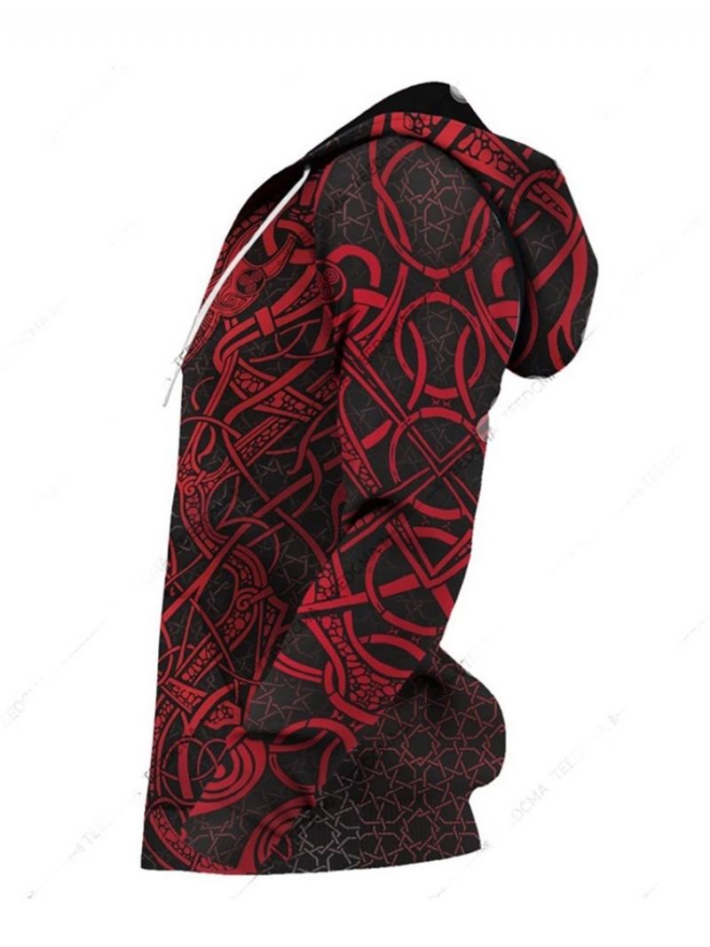 Print Cardigan Hooded Miesten Vetoketjuhupparit