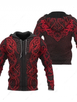 Print Cardigan Hooded Miesten Vetoketjuhupparit