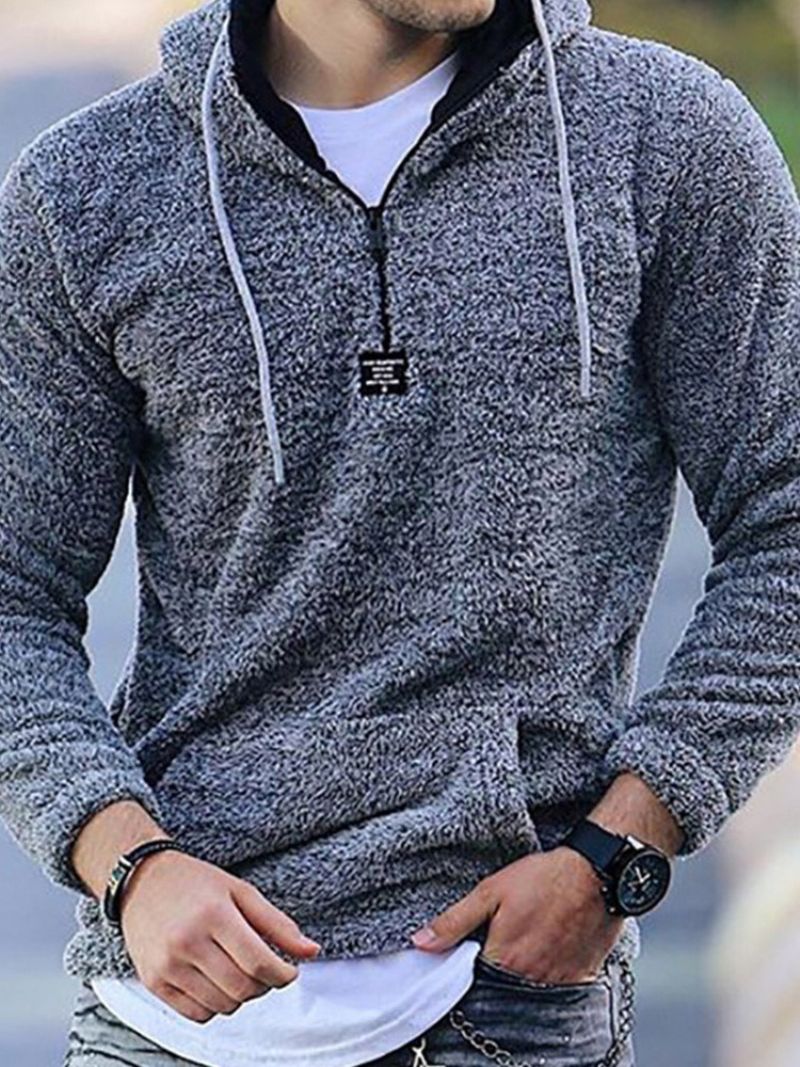 Pullover Pelkkä Vetoketjullinen Kapea Huppari